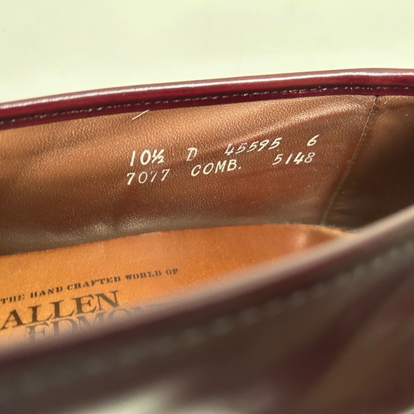 Allen Edmonds Barrington Oxblood Leather Loafers Size 10 1/2 D - Picture 11 of 13